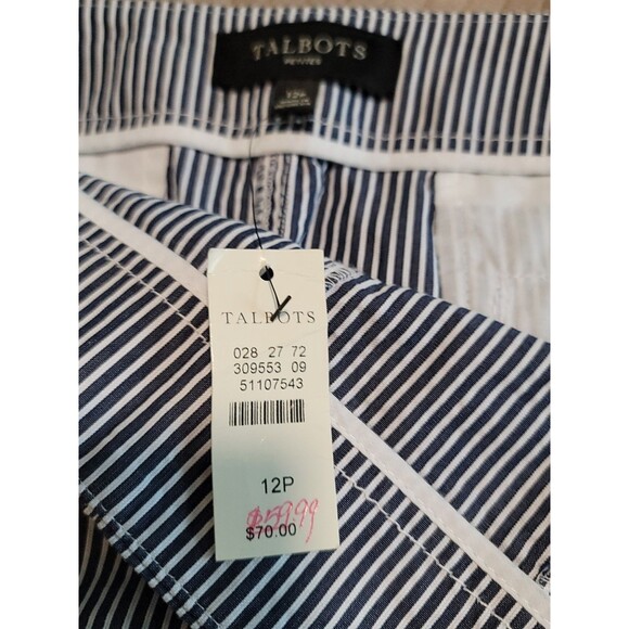 Talbots Navy and White stripe skirt with Nautical accent buttons 12p NWT - Picture 4 of 6